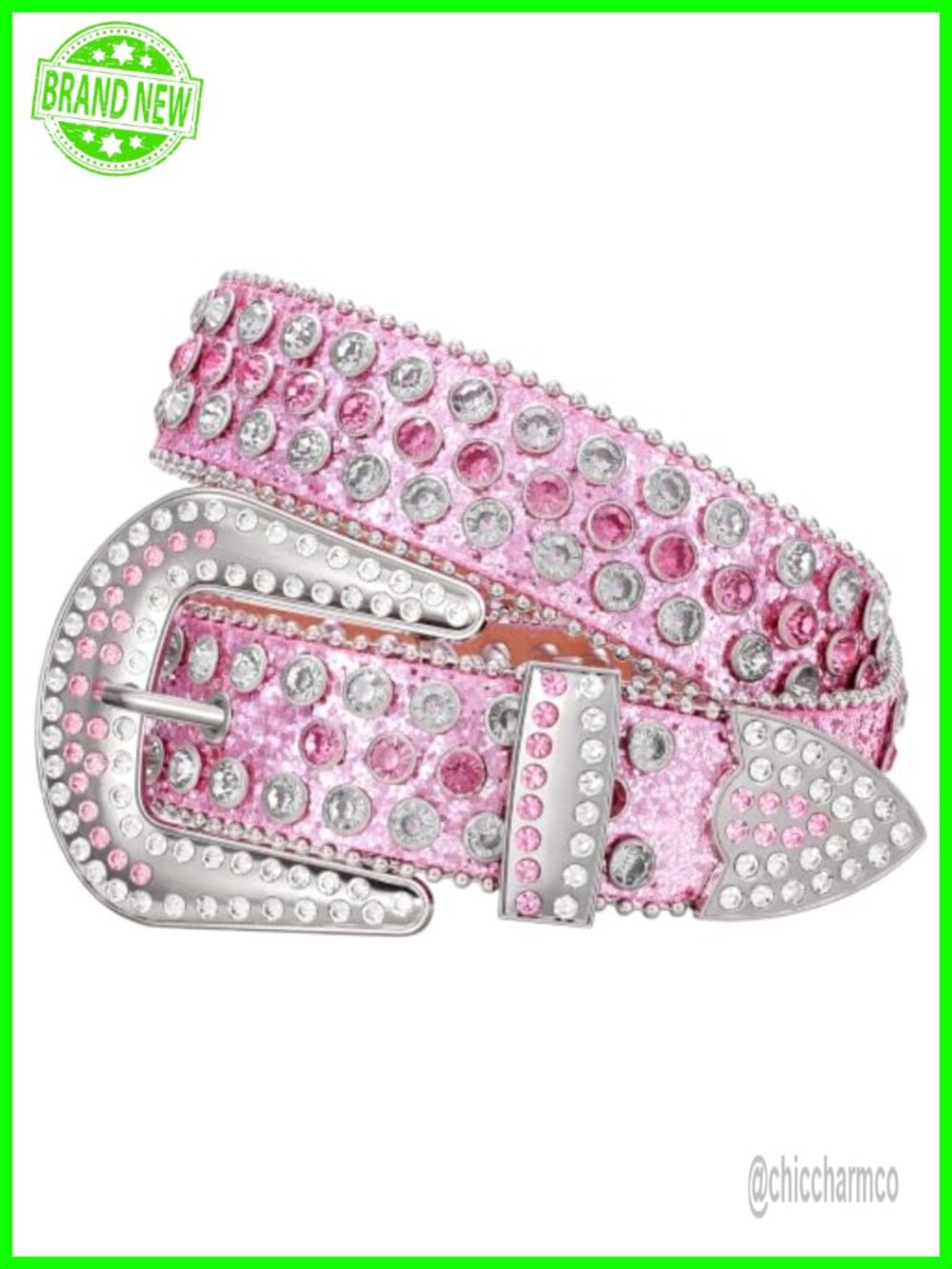 Rhinestone Studded PU Leather Western Belt - Unisex Cowgirl Cowboy Bling Waist